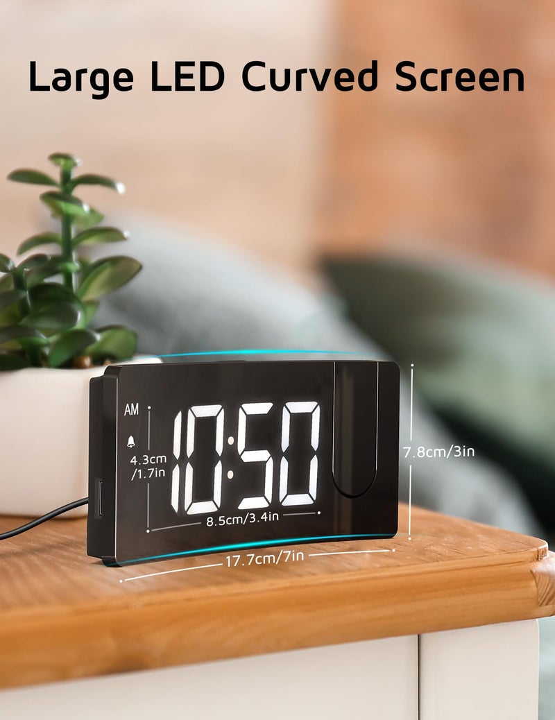 GOLOZA ساعة منبه رقمية مع جهاز عرض قابل للدوران 180 درجة سطوع 3 مستويات باهتة شاشة LED واضحة شاحن USB حجم تدريجي 9 دقائق قيلولة بعد الظهر 12/24 ساعة منبه رقمي لغرفة النوم - Image 5